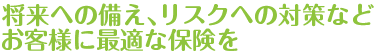 将来への備え、リスクへの対策などお客様に最適な保険を